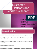 Customer Acquisitions and Market Research: Submitted by Gokul G Summer Intern (AIMT) Noida