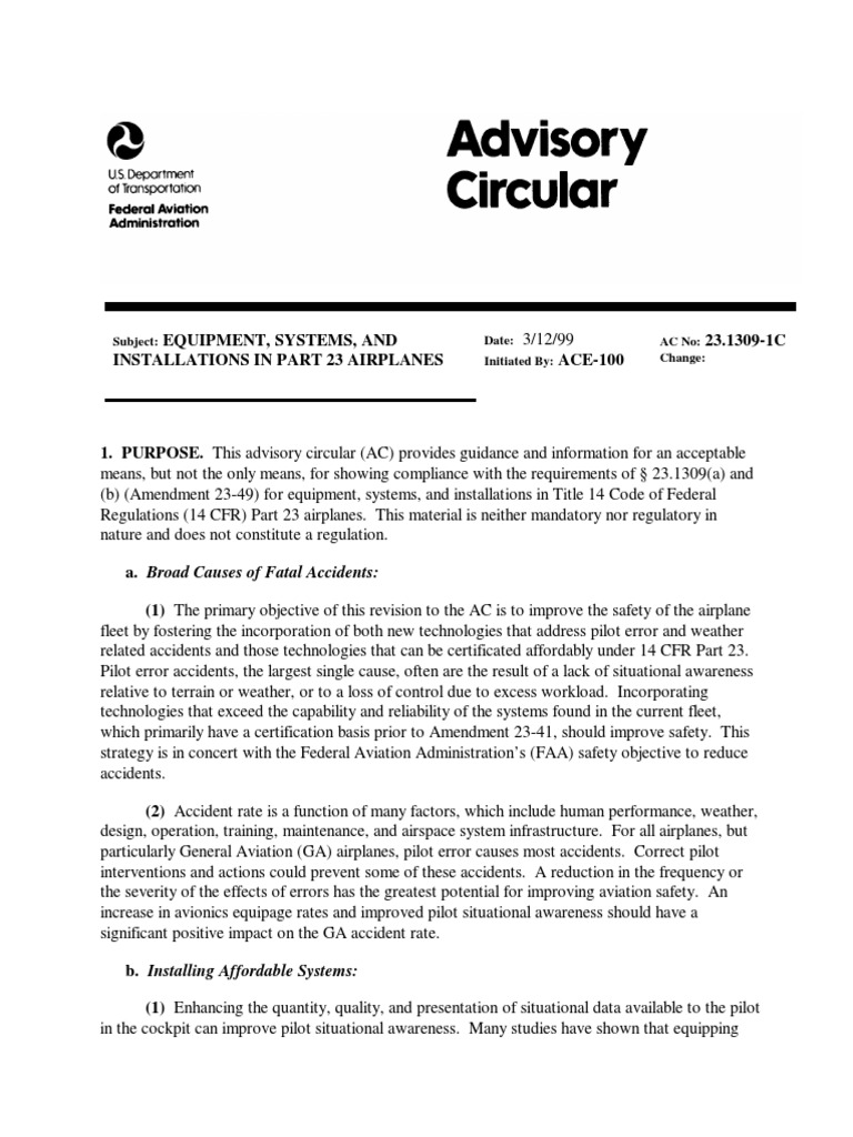 Guidance on Part 23 Safety Systems | PDF | Aviation Safety ...