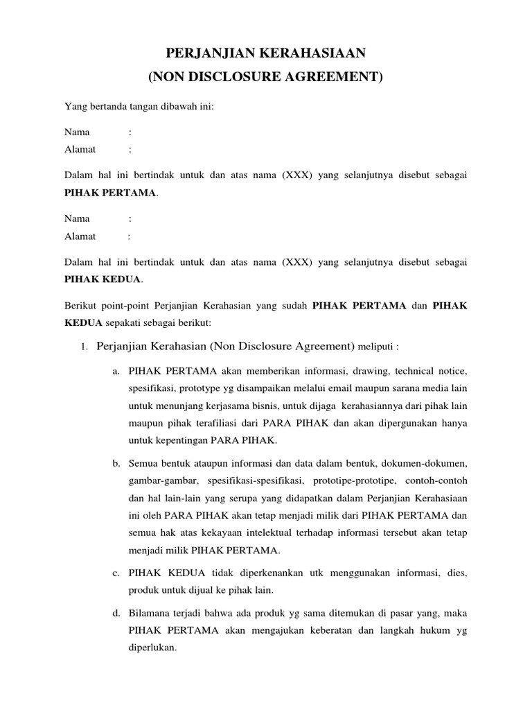 Perjanjian Kerahasiaan Nda