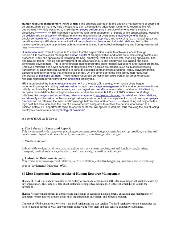 Comprehensive Guide to Human Resource Management | PDF | Human Resource ...