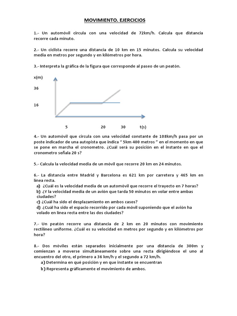 Km Hora A Metros Por Segundo EJERCICIOS1 | PDF | Velocidad | Peatonal