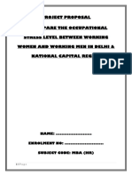 Project Proposal To Compare The Occupational Stress Level Between Working Women and Working Men in Delhi & National Capital Region