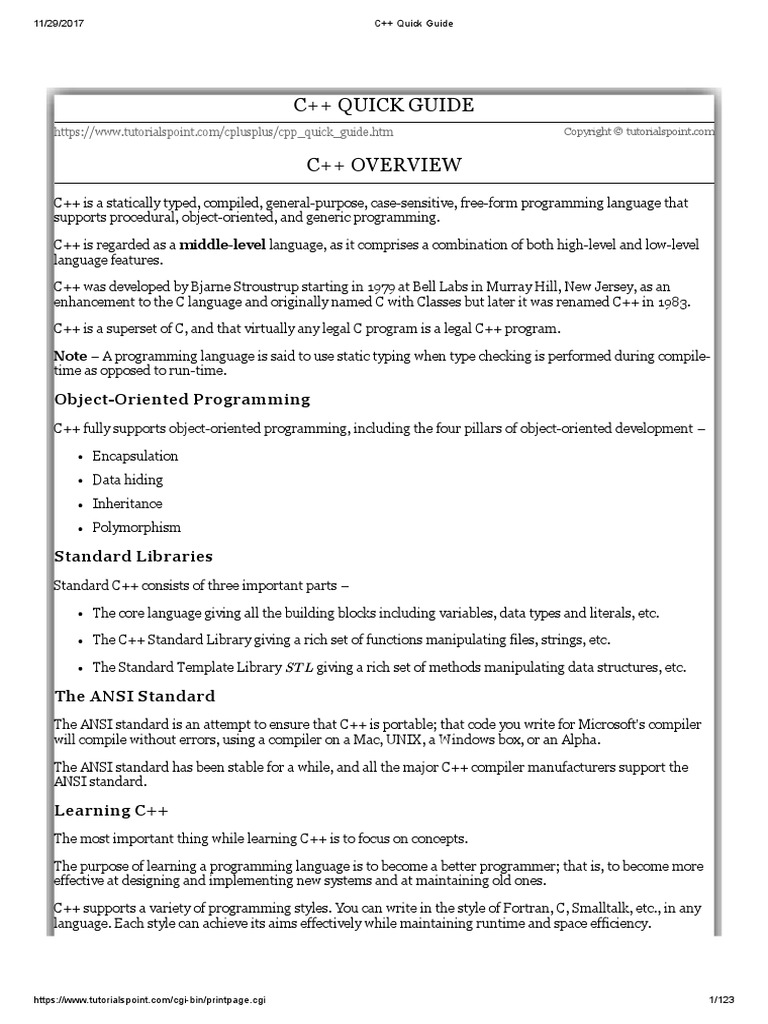 C++ Quick Guide-2-1 PDF | PDF | Data Type | C++