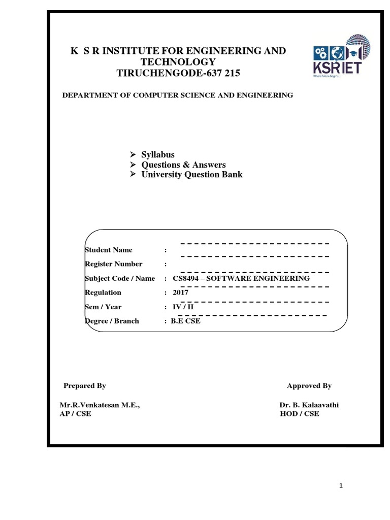 CS8494 Software Engineering Q&A Guide | PDF | Software Testing ...