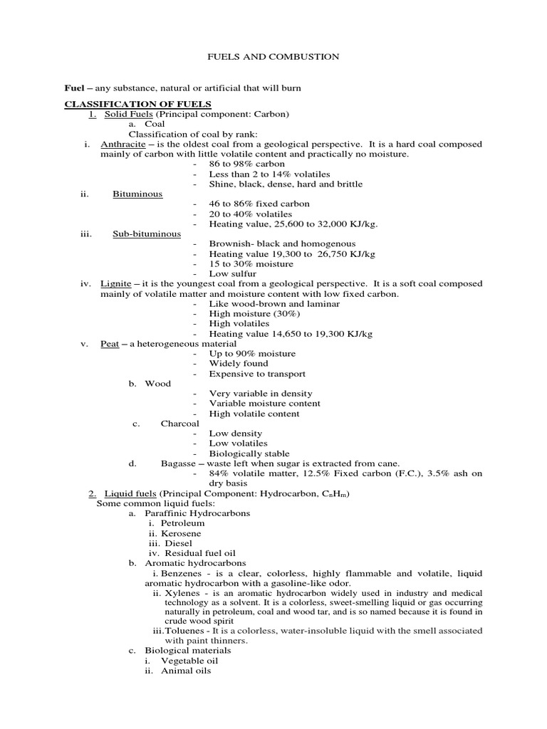 Comprehensive Guide to Fuels and Combustion | PDF | Combustion ...