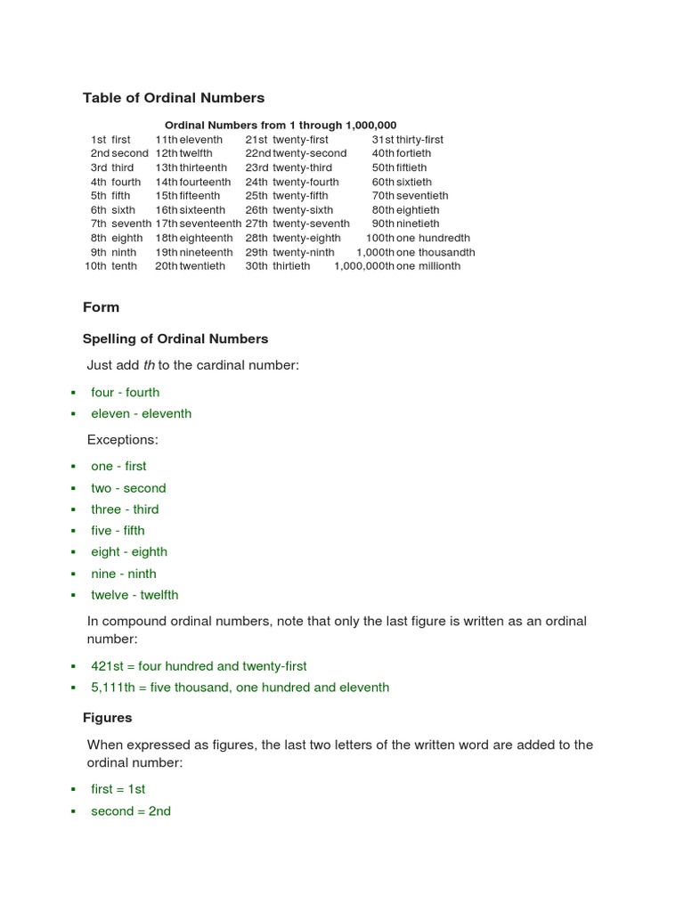 Table of Ordinal Numbers | PDF | Violence | Sports