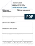 Behavior Reflection Form