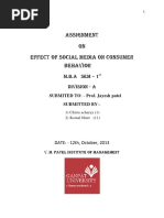 Assignment On Effect of Social Media On Consumer Behavior: M.B.A Sem - 1 Division - A