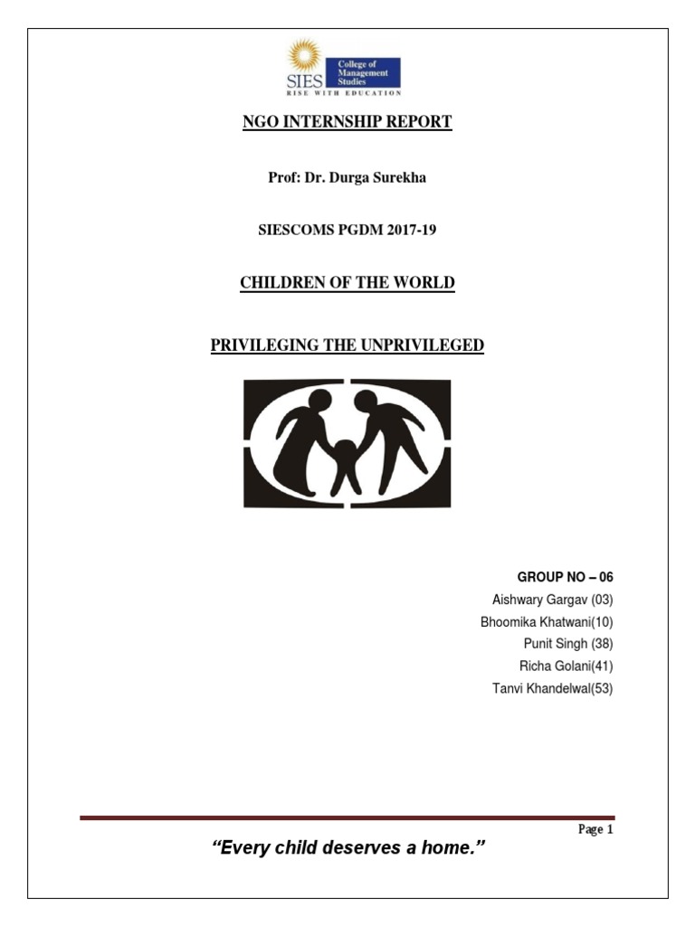 NGO Internship Report: Children of the World | PDF | Non Governmental ...
