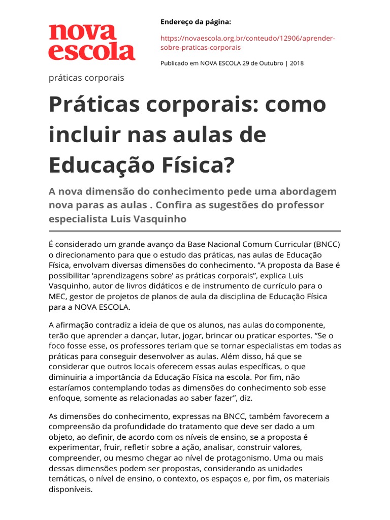 Como incluir práticas corporais nas aulas de Educação Física?