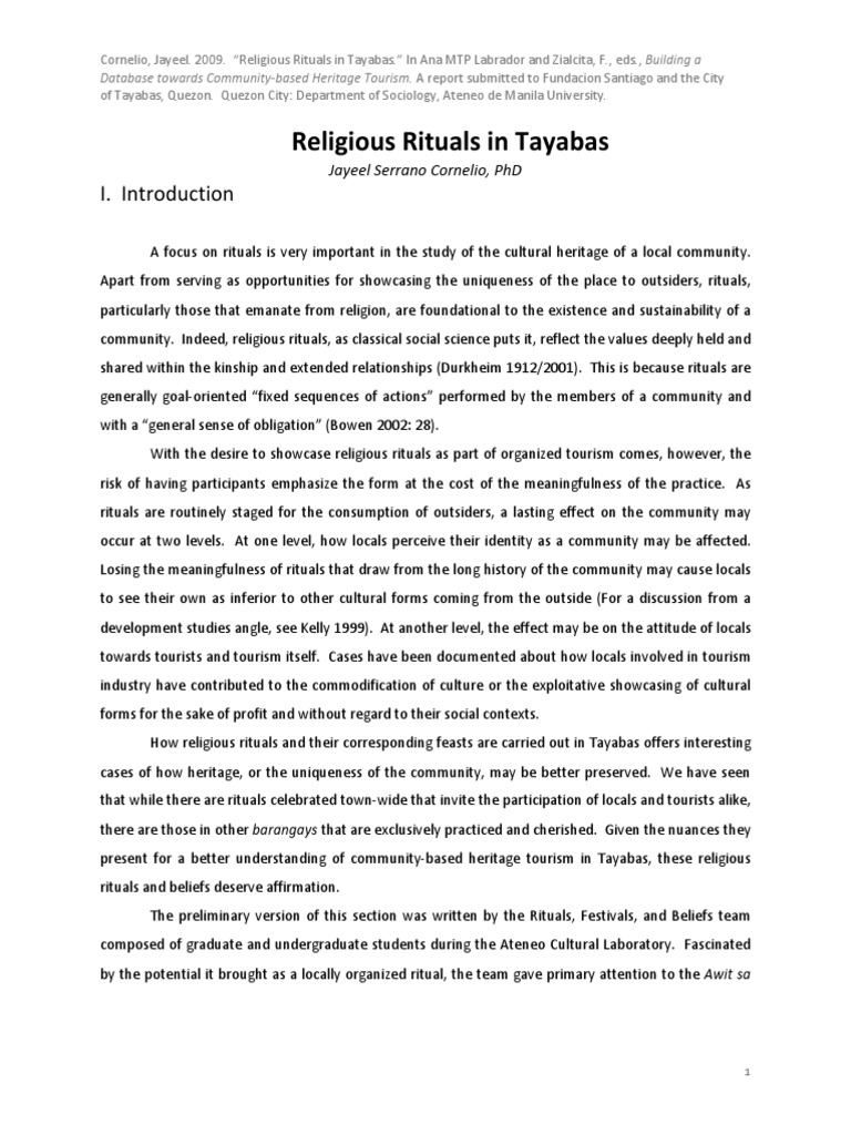 Religious Rituals in Tayabas | PDF | Festival | Rituals