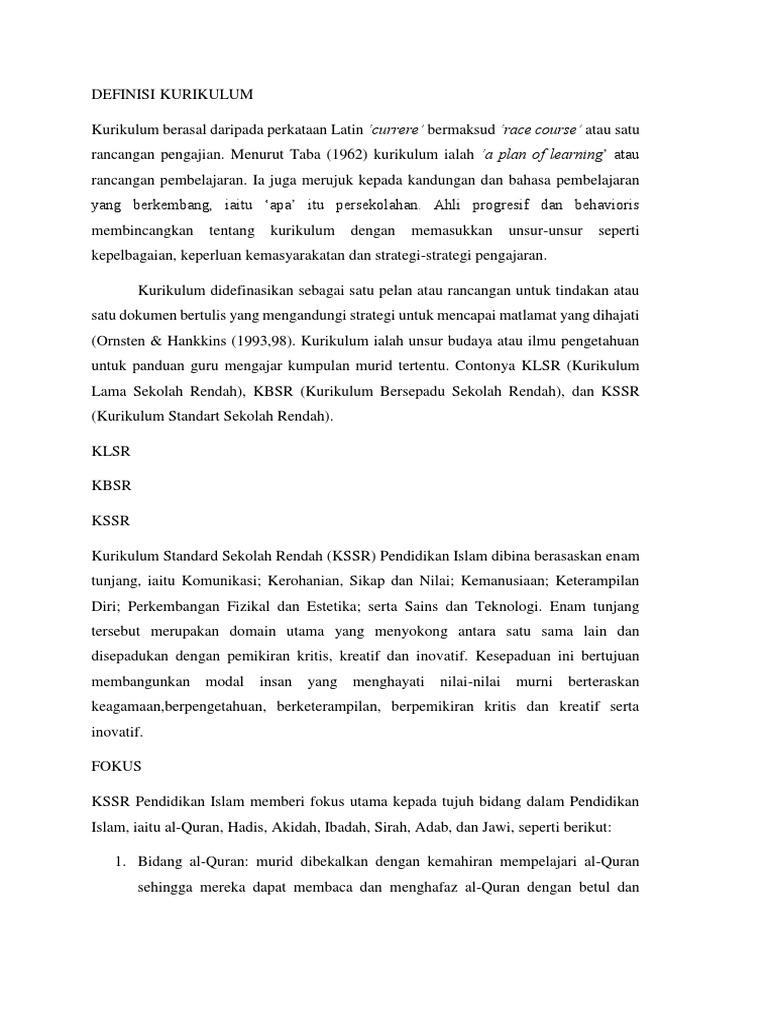 Perbezaan Kurikulum Pendidikan Malaysia Dari Klsr Pdf