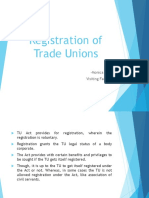 Registration of Trade Unions: - Monica Rani Visiting Faculty