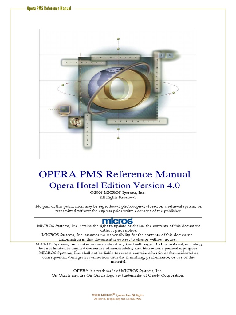 OPERA PMS Reference Manual: Opera Hotel Edition Version 4.0 | PDF