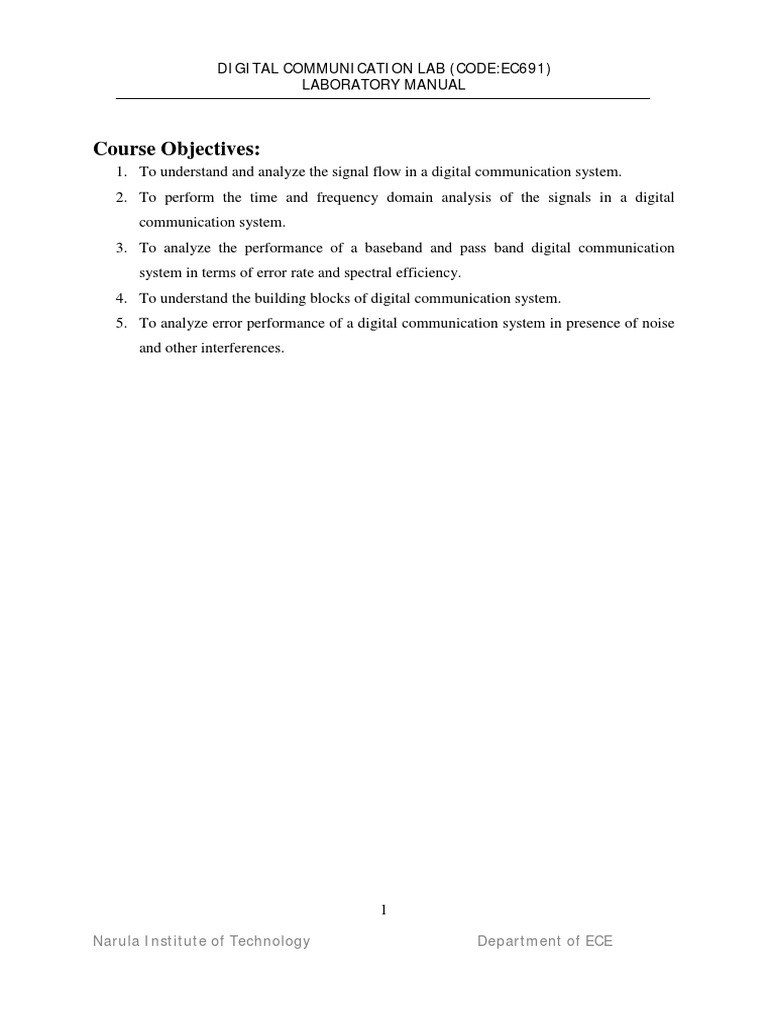 Digital Communication (EC 691) Lab Manual Protected PDF | PDF ...