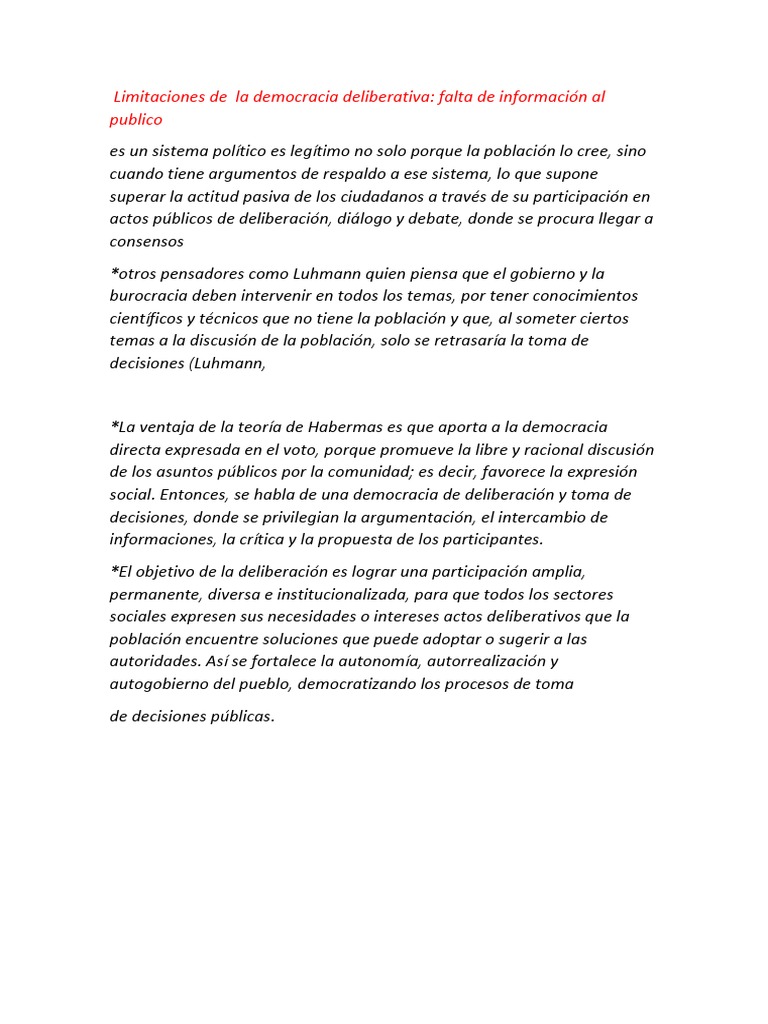 Límites de la democracia deliberativa | PDF