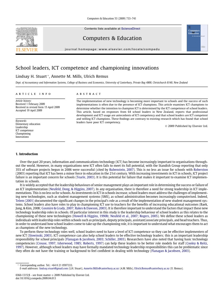 ICT Competence in School Leadership | PDF | Educational Technology ...