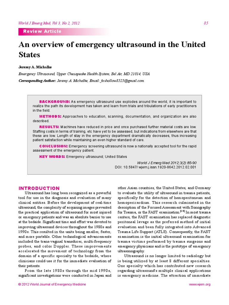 An Overview of Emergency Ultrasound in The United States | PDF ...