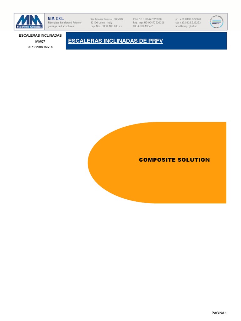 Escaleras Inclinadas de PRFV y Peldaños | PDF | Tornillo | Fibra de vidrio
