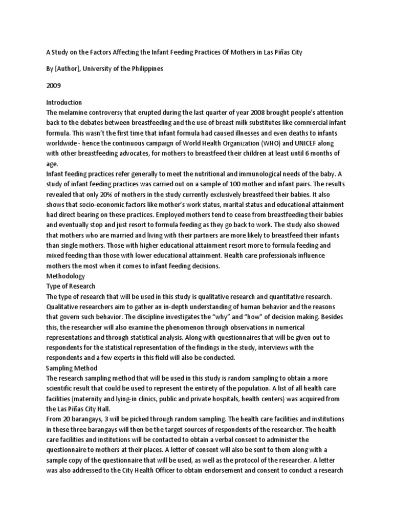 A study on the factors affecting the infant feeding practices of mothers essay picture