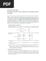 CS 229, Fall 2018 Problem Set #0: Linear Algebra and Multivariable Calculus