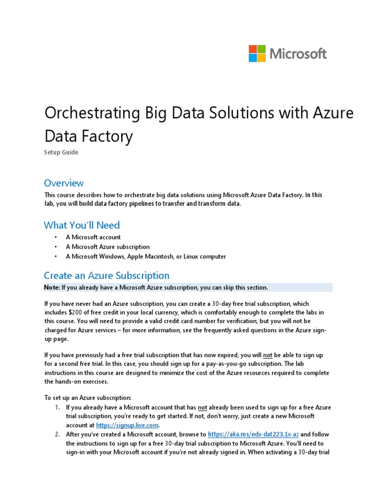 Orchestrating Big Data Solutions With Azure Data Factory: Setup Guide ...