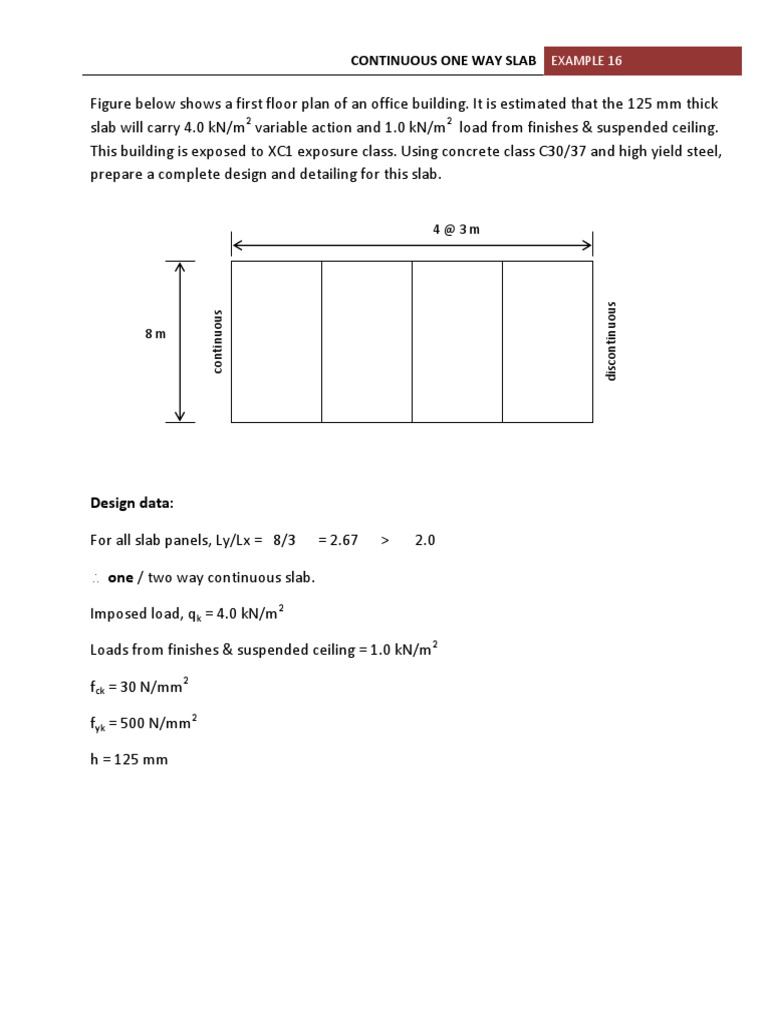 Example 3.4 One Way Continuous Slab PDF Structural Engineering