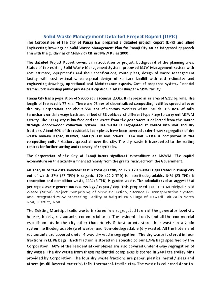 Solid Waste Management Project Report | PDF | Municipal Solid Waste ...