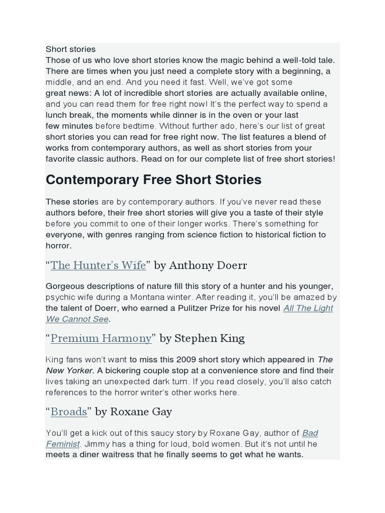 Short Stories | PDF | General Fiction