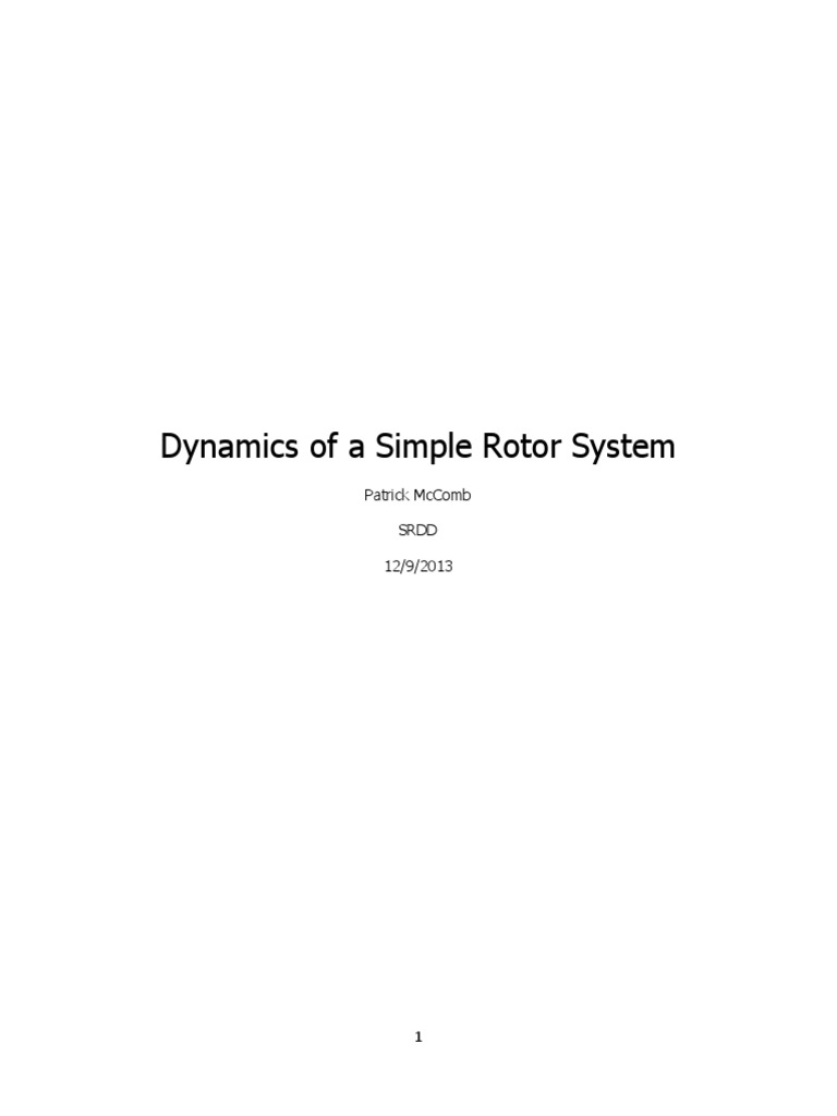 Dynamics of A Simple Rotor System PDF | PDF | Gas Compressor ...