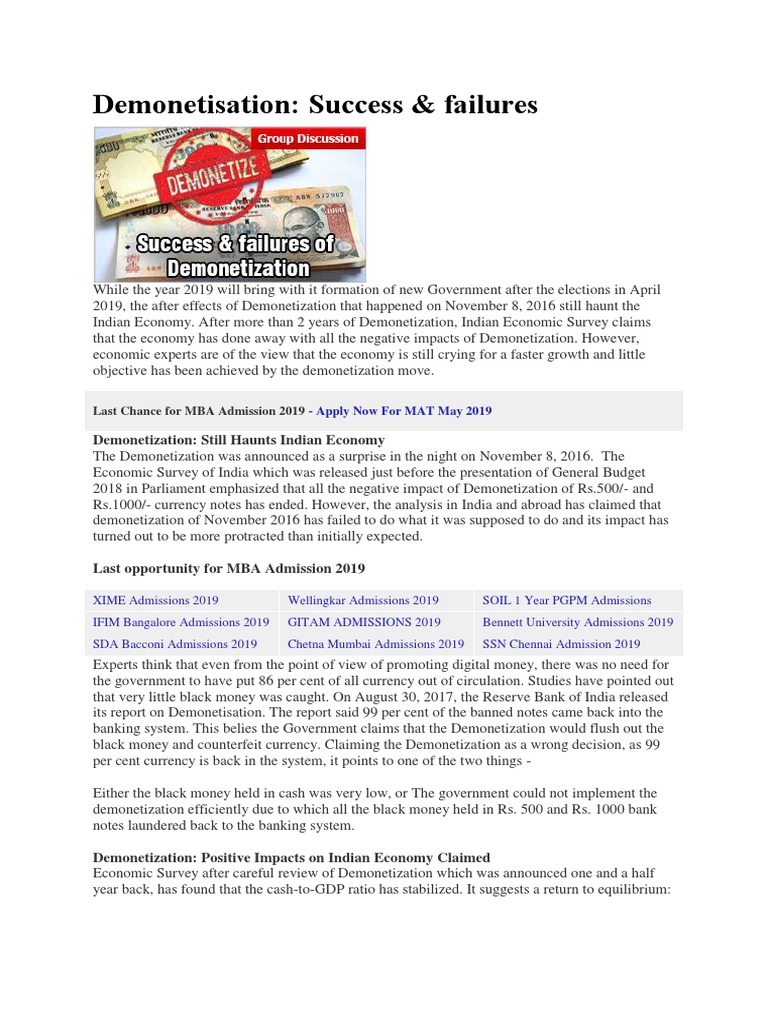 Demonetization: Impact on Indian Economy | PDF | Indian Black Money | Money