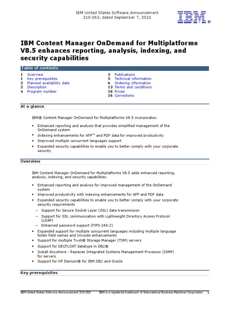 IBM Content Manager OnDemand For Multiplatforms V85 | PDF | Cross ...