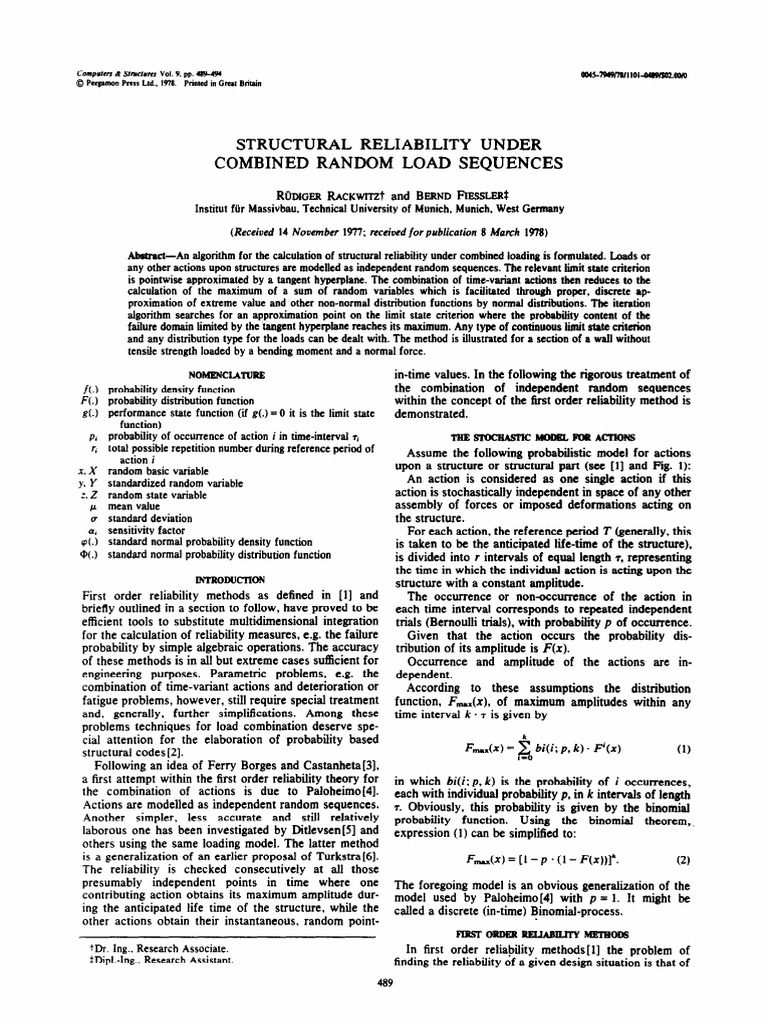 Structural Reliability with Random Loads | PDF | Normal Distribution ...