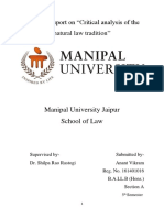 A Project Report On "Critical Analysis of The Natural Law Tradition"