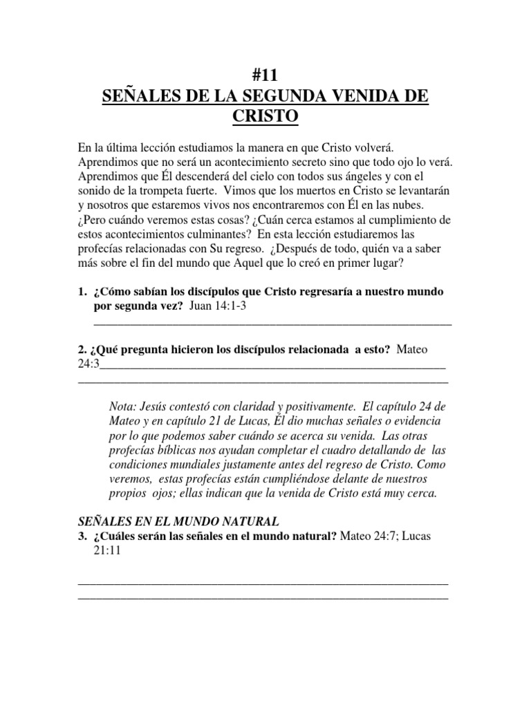 #11 Señales de La Segunda Venida de Cristo PDF | PDF | Profecía | Jesús