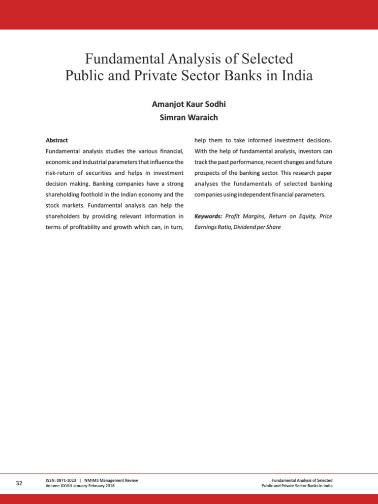 Fundamental Analysis Of Selected Public And Private Sector Banks In