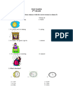 Test Paper 4 Grade: 1. Match The Descriptions From Column A With The Correct Season in Column B