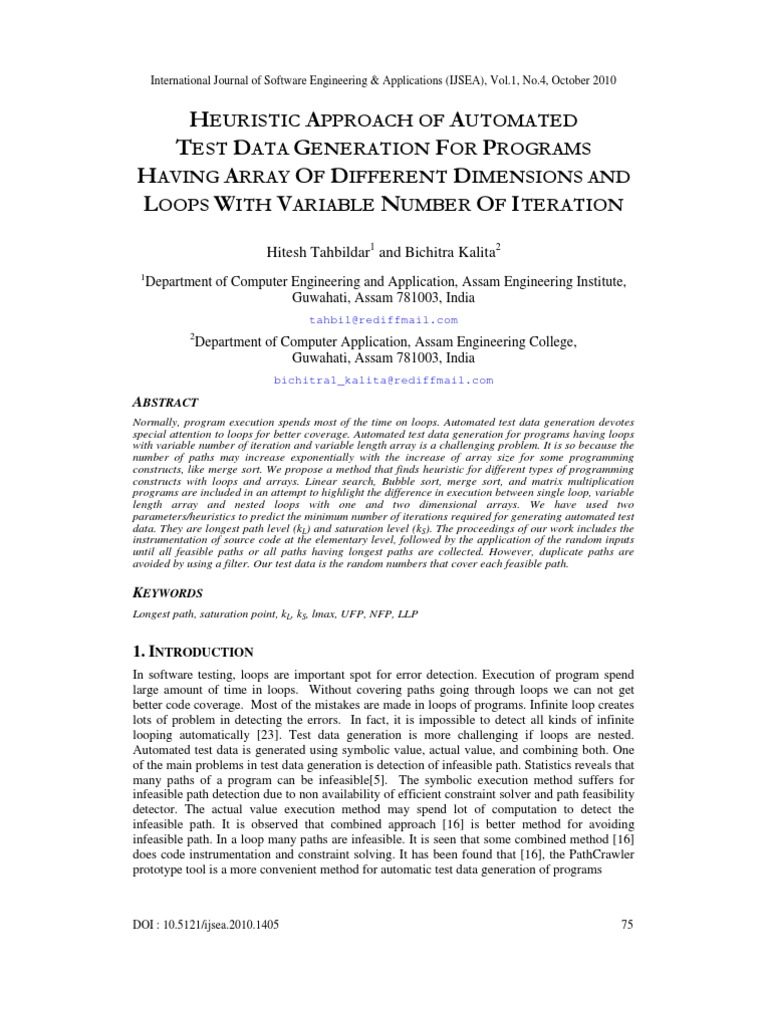 Heuristic Approach of Automated Test Data Generation For Programs ...