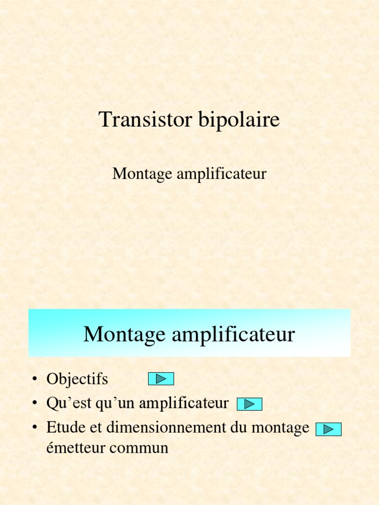 Amplification PDF Amplificateur électronique Transistor bipolaire