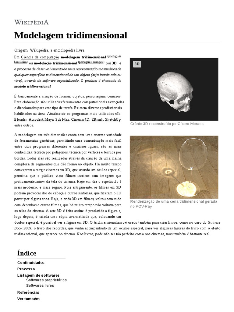 Modelagem Tridimensional em 3D | PDF | Modelagem 3D | Modelagem científica