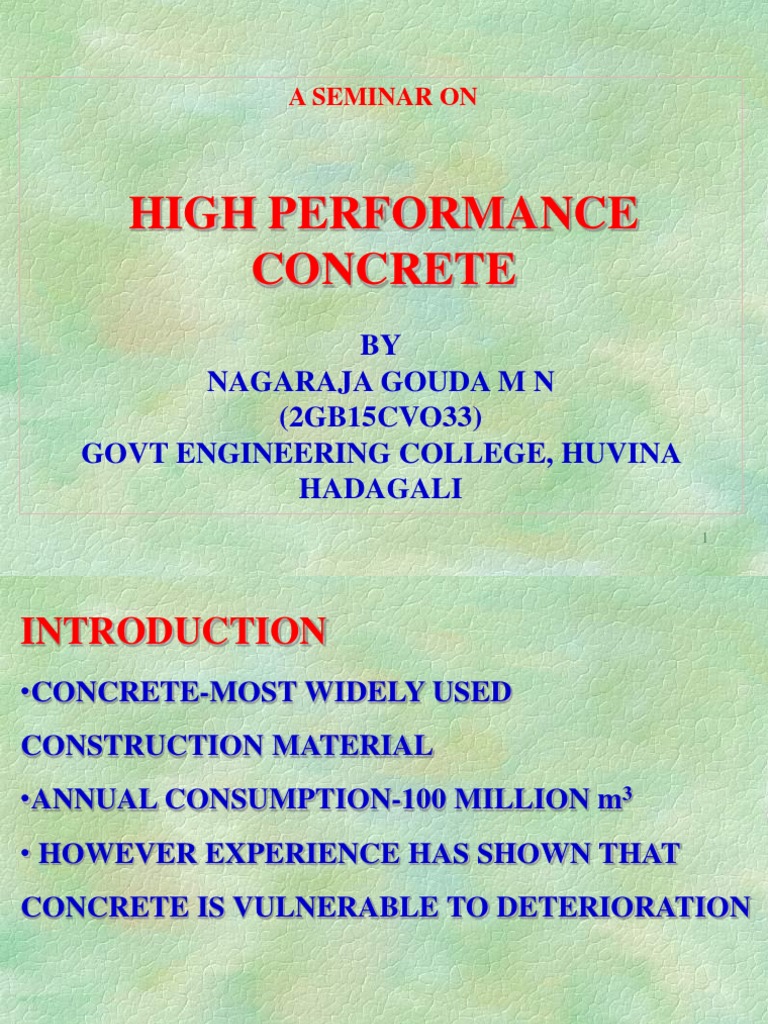 High Performance Concrete Seminar Overview | PDF | Composite Material ...