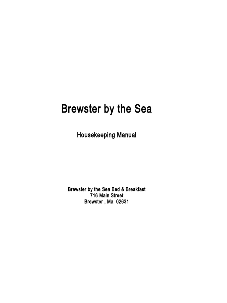 Brewster by The Sea Housekeeping Manual PDF Bathroom Shower