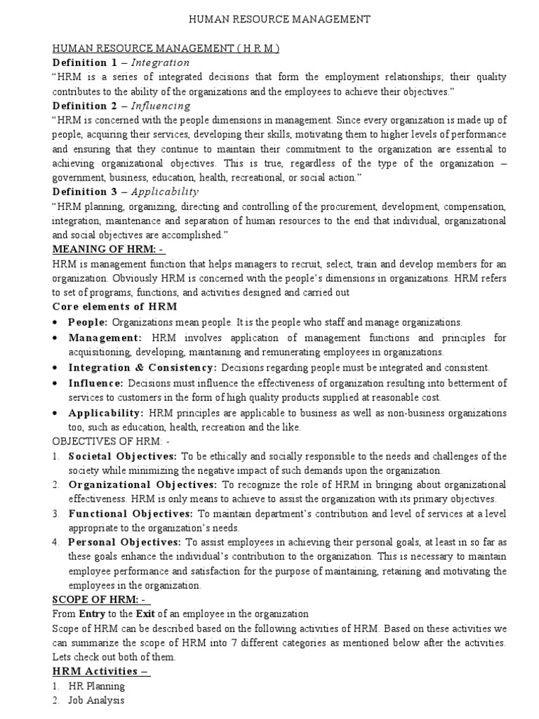 Comprehensive Guide to Human Resource Management | PDF | Human ...