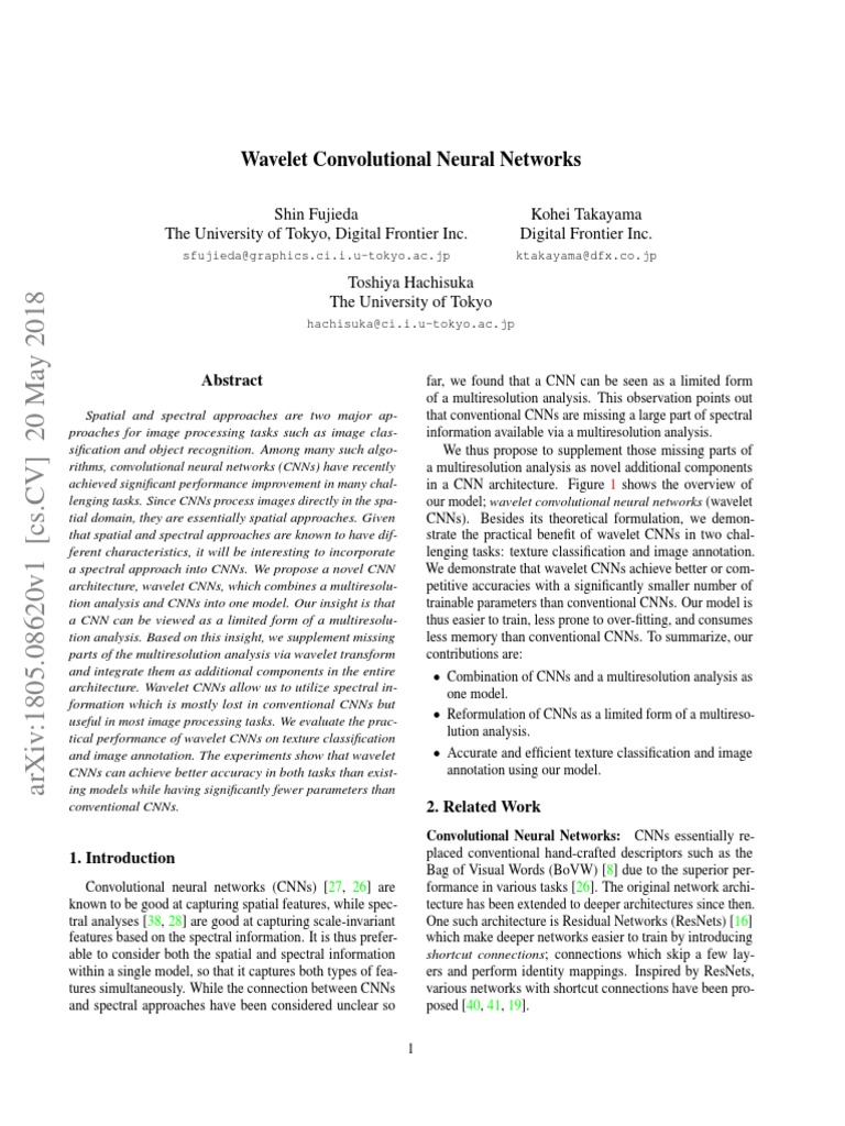 (Arxiv) Wavelet Convolutional Neural Networks | PDF | Artificial Neural ...