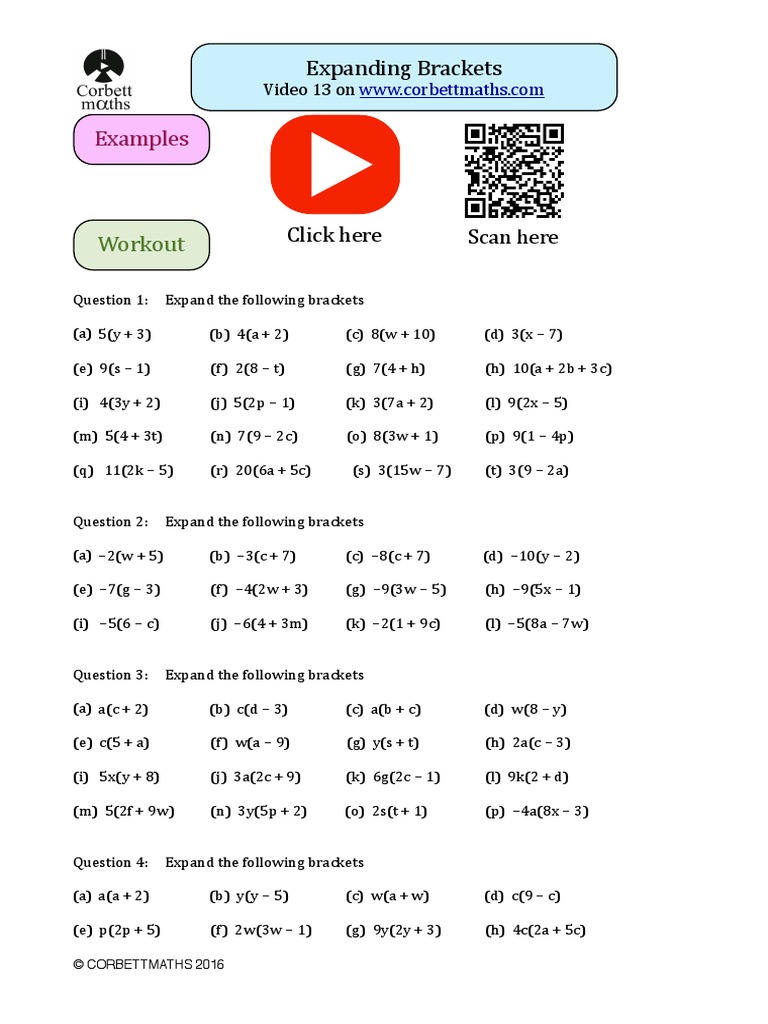 Expanding Brackets pdf1 | PDF