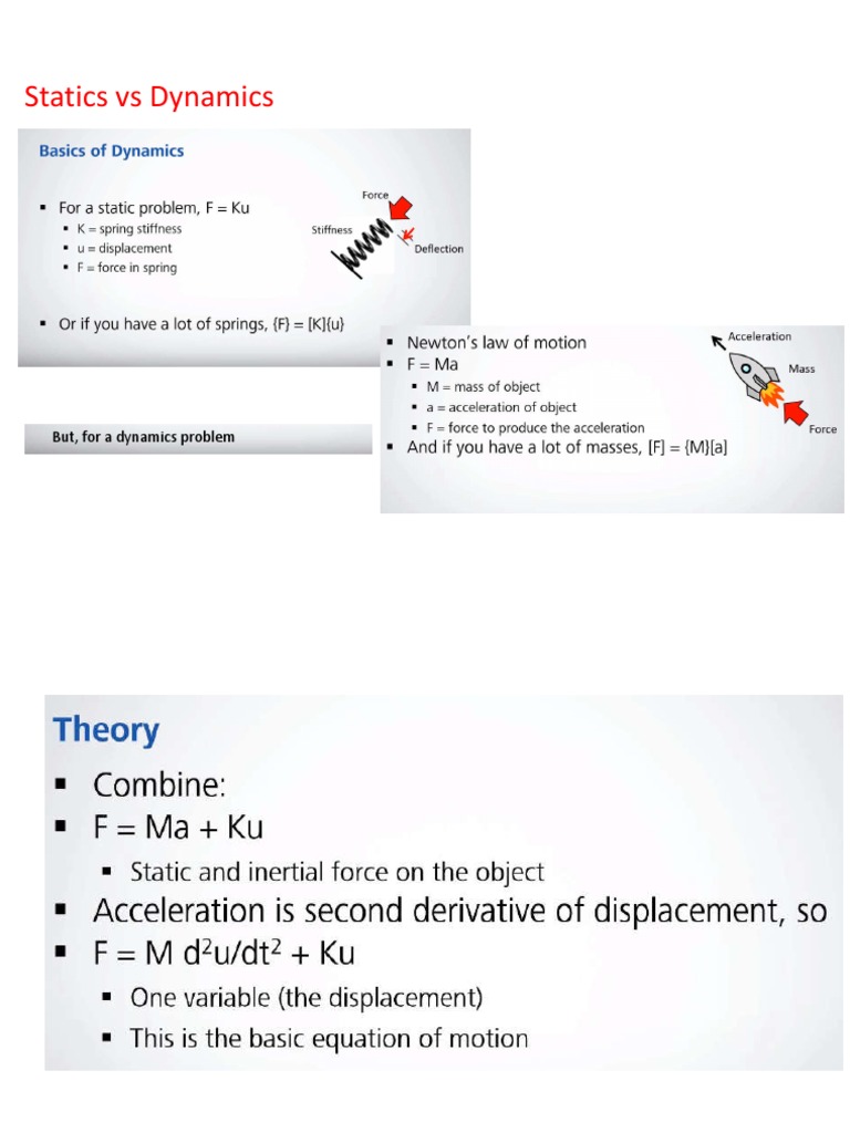 Statics Vs Dynamics: But, For A Dynamics Problem | PDF