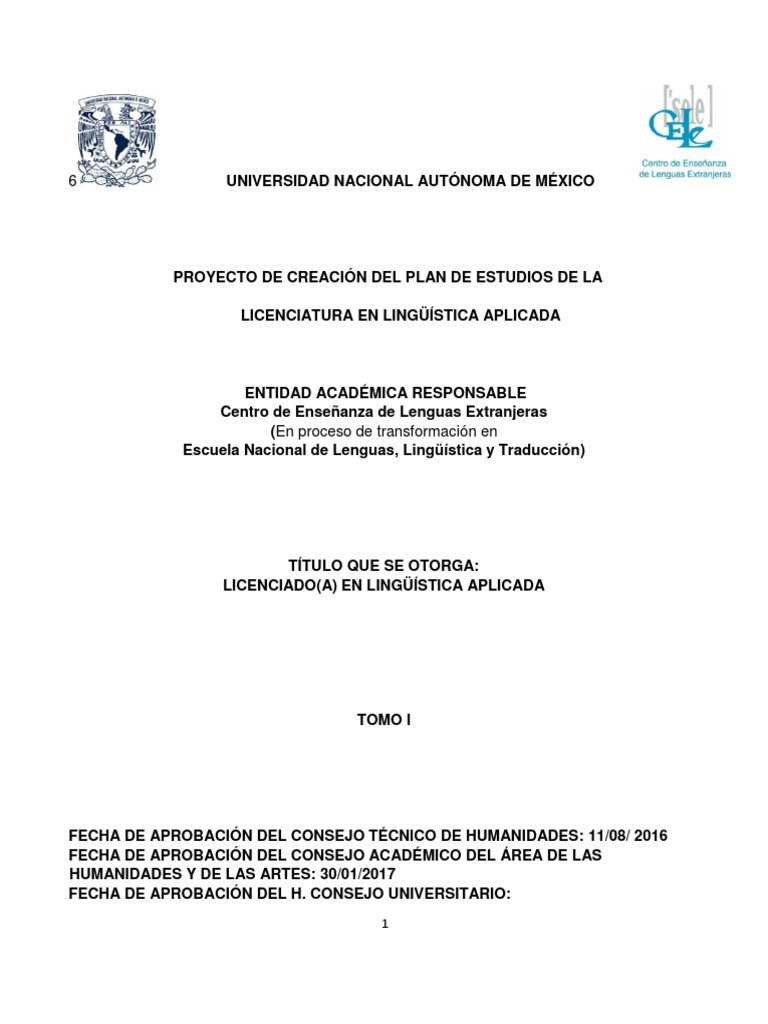 Plan de Estudios Licenciatura en Lingüística Aplicada | PDF | Maestros ...