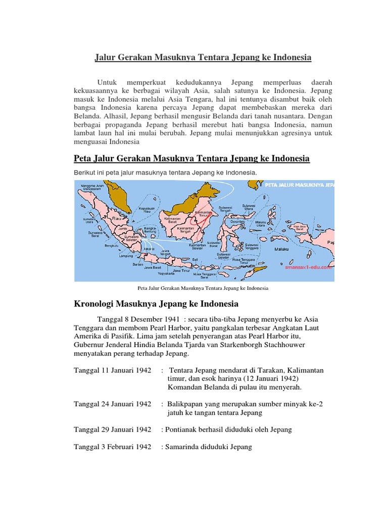 Jalur Gerakan Masuknya Tentara Jepang Ke Indonesia 2 Docx