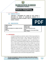 Memoria Descriptiva Proyecto de Saneamiento