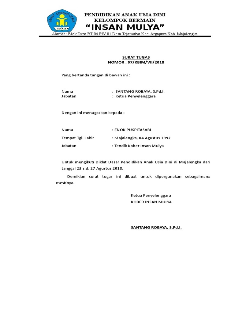 Contoh Surat Tugas Mengikuti Pelatihan Nusagates